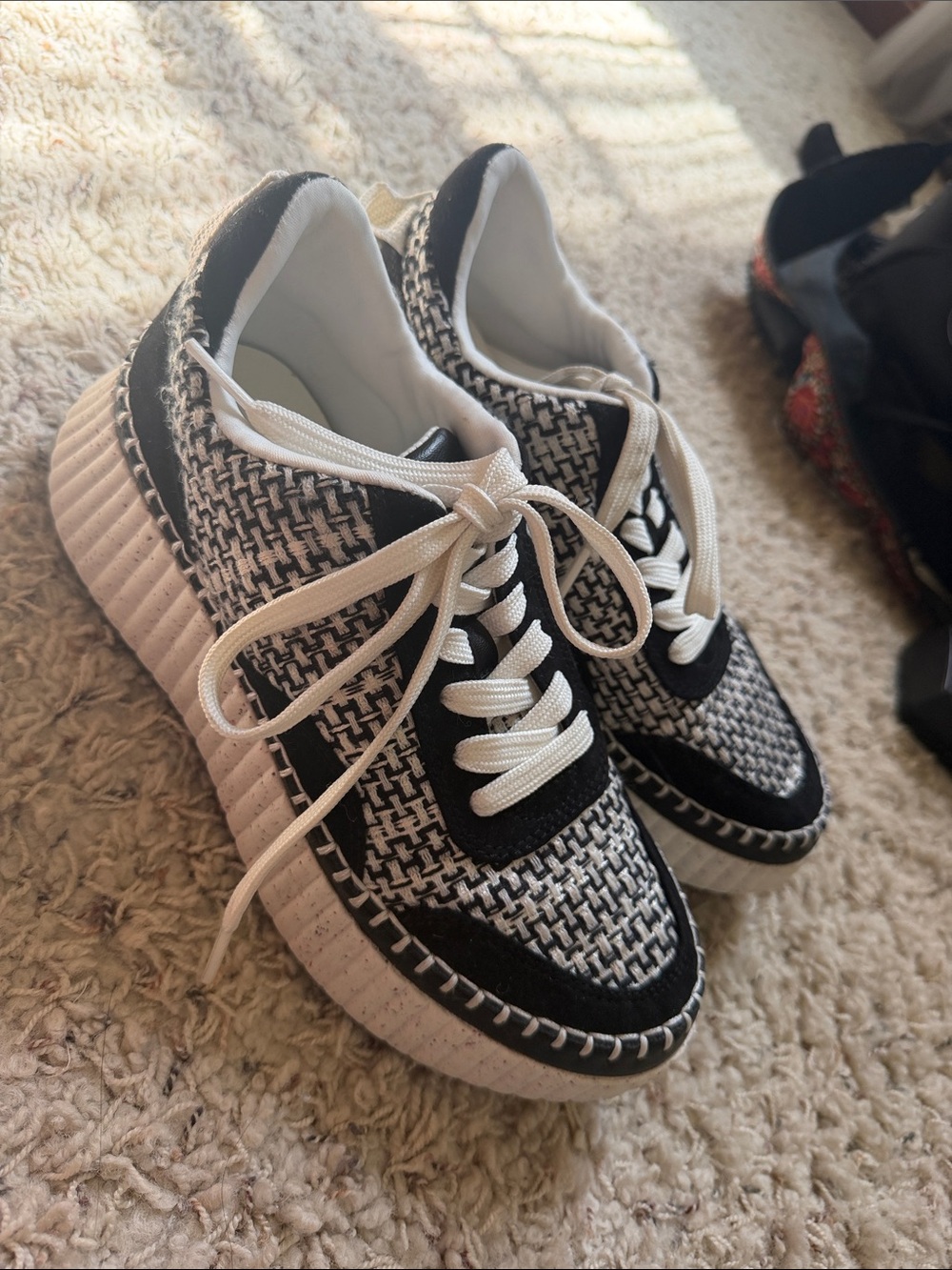 Universal Thread Black and White Woven Platform Sneakers